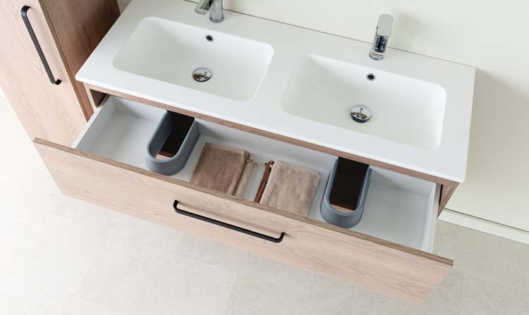 Meuble de salle de bain Chêne Bison 1200 mm lavabo mat