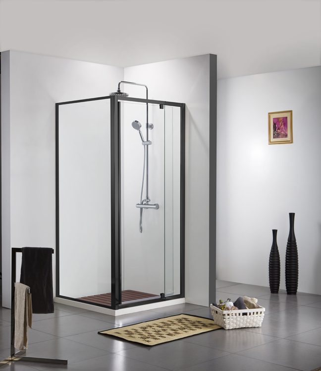Porte de douche Urian verre/noire 112-122 x 200 cm