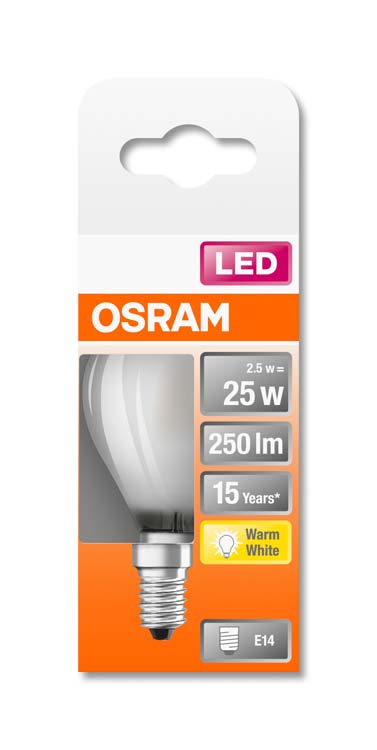 Lampe LED forme standard E14 2,5W blanc chaud