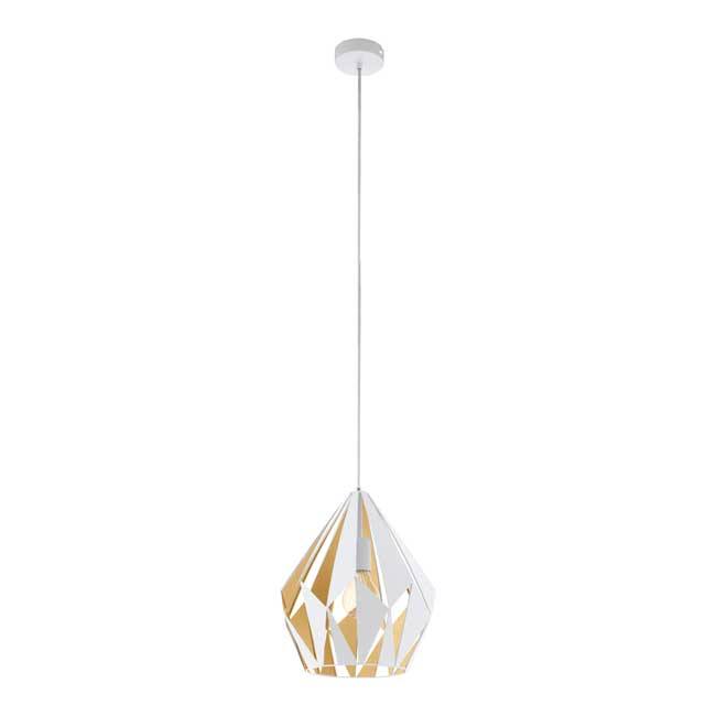 Hanglamp - E27 - MAX 60W - Staal wit/rosé gold