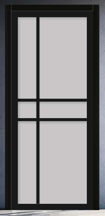Complete deur 73cm steel look black 3 line helder glas 201,5 cm