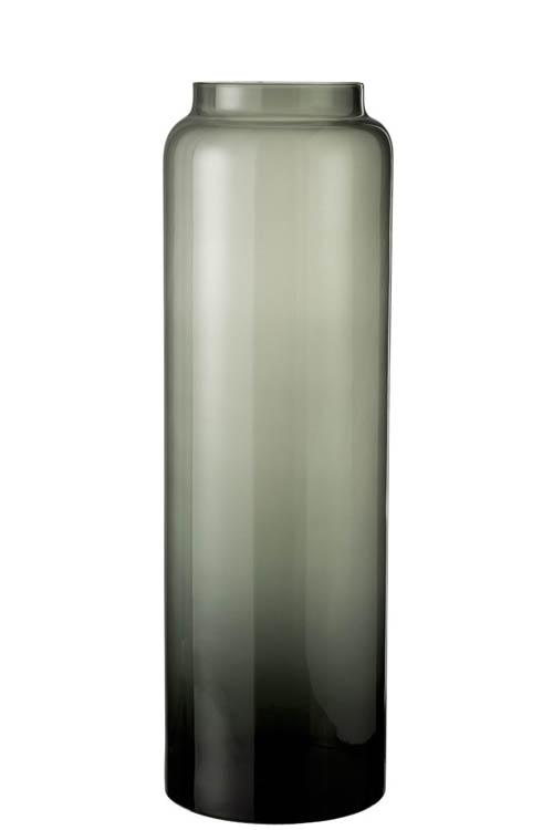 Vaas recht lang glas grijs h60cm
