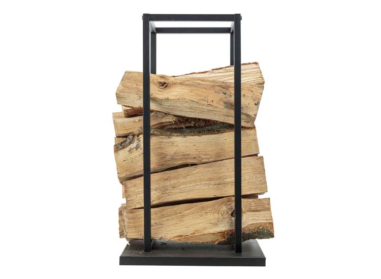 Rek houtblokken zwart metaal 33x33xH58 cm vierkant