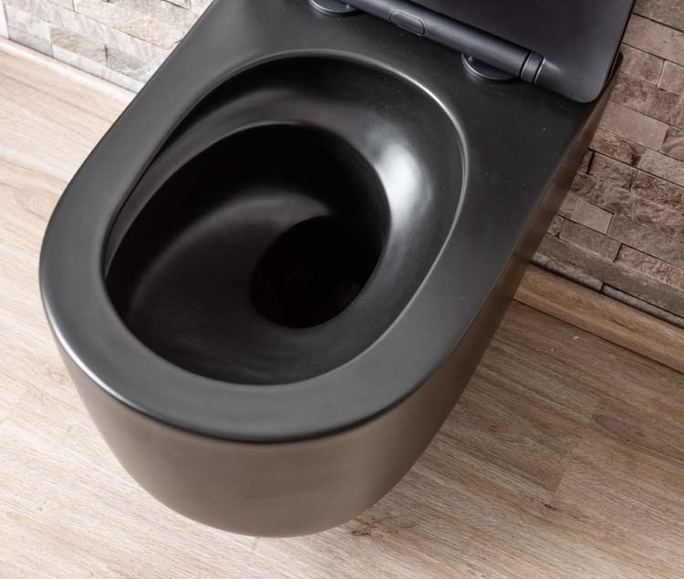 Toilette suspendu Gomez vortex flush sans rebord noir mat siège de wc 