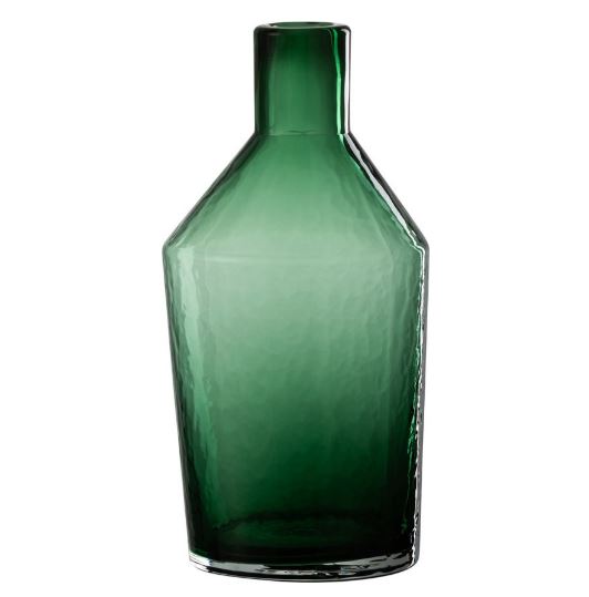 Fles decoratief glas groen oneffen 14 x 14 x 28 cm