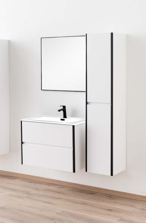 Meuble salle de bain Tako blanc mat 800mm lavabo blanc