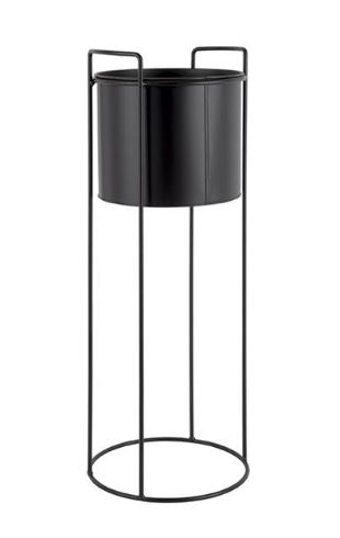 Bloempot zwart met standaard hoogte 65 cm