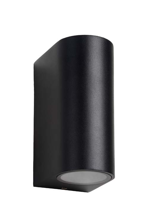 Wandspot Buiten - LED Dimbaar - GU10 - 2x5W 3000K - IP44 - zwart rond