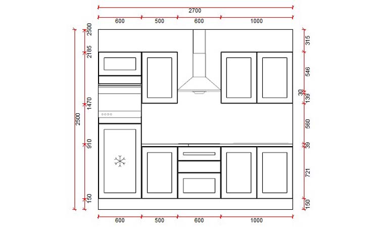 Blokkeuken 3B Premium Kader 2700mm