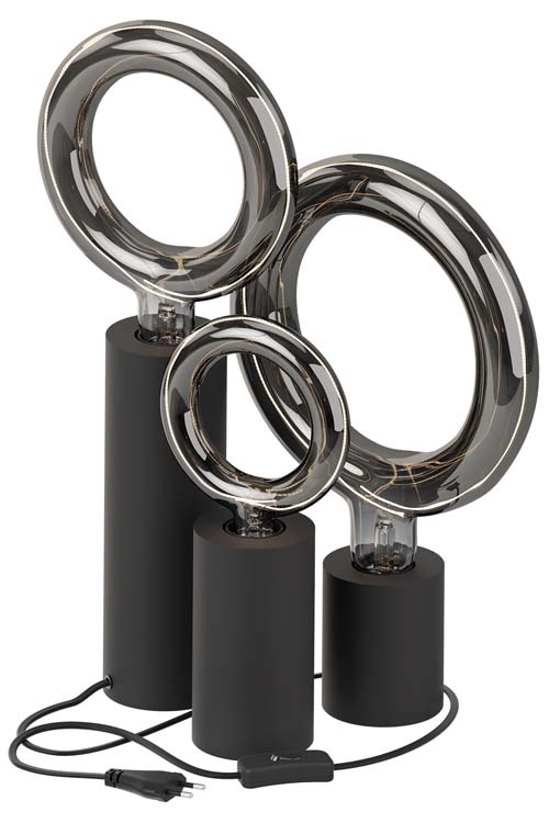 Tafellamp set titanium (S, M, L) incl. 3 lamphouders zwart E27