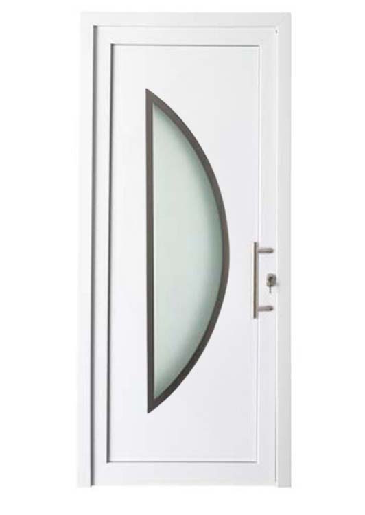 Porte extérieure Demi-Lune PVC blanc D vitrage mat 980x2180mm