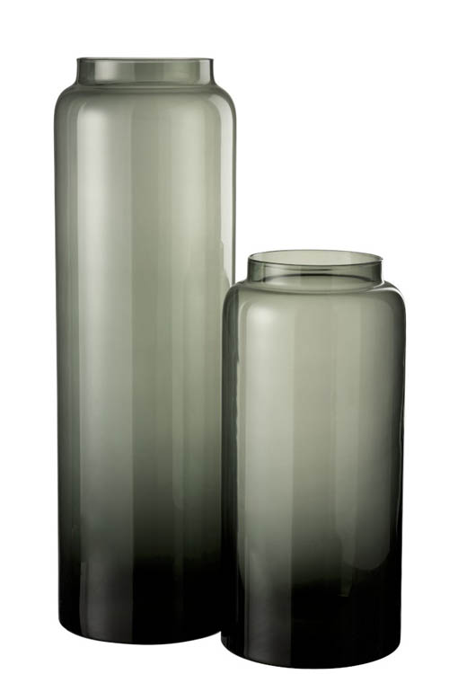 Vase debout long verre gris H60 cm