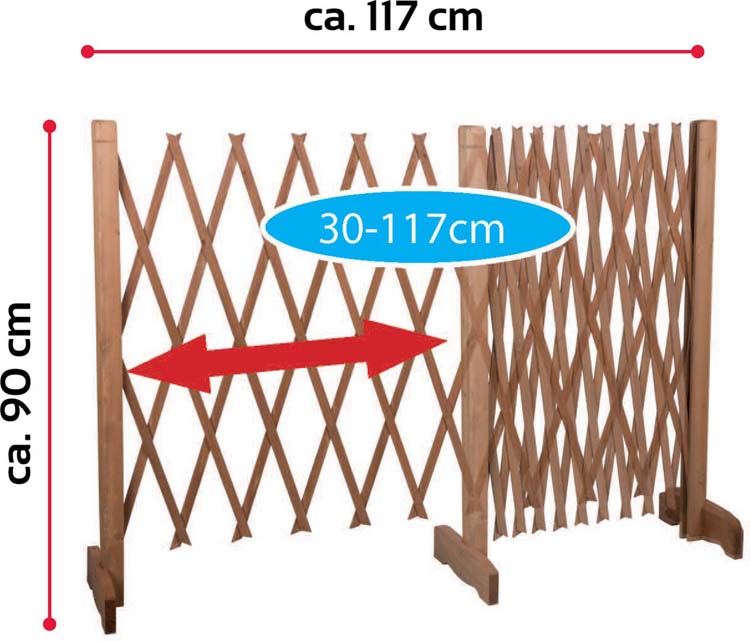 Barrière pour chien en bois 30 à 117 cm