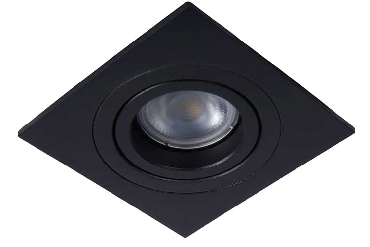 Spot encastrable carré - 1xGU10 - Diam. 9,2cm - Noir