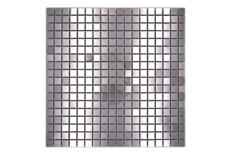 Mosaïque acier silver gloss carré 30 x 30 cm