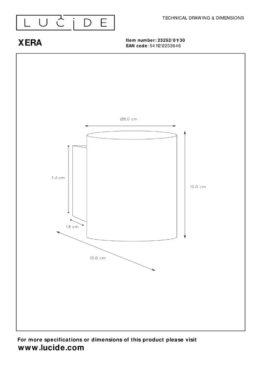 Lucide XERA - Wandlamp - Ø 8 cm - G9 - Zwart