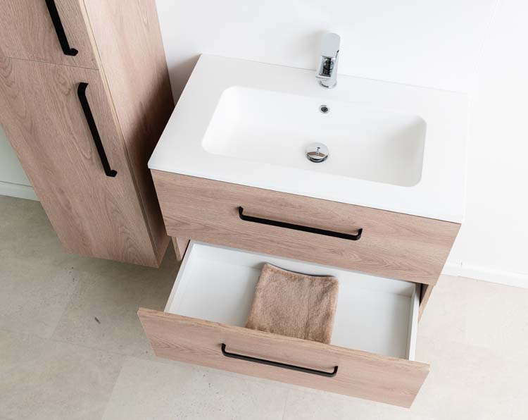 Meuble de salle de bain Chêne Bison 800 mm lavabo mat