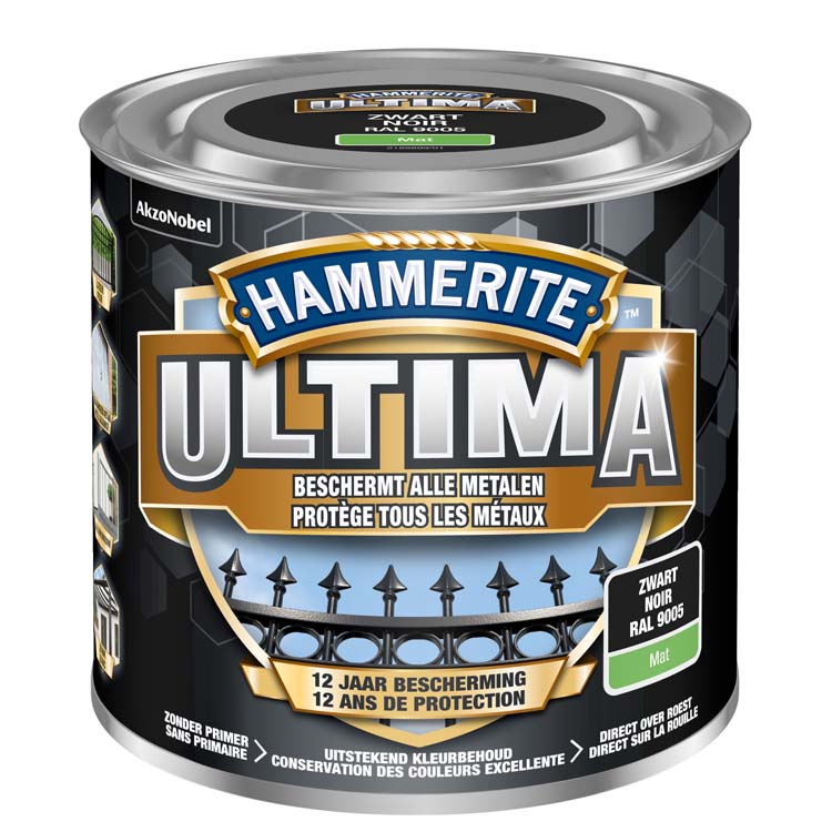 Hammerite ultima mat zwart 250ml
