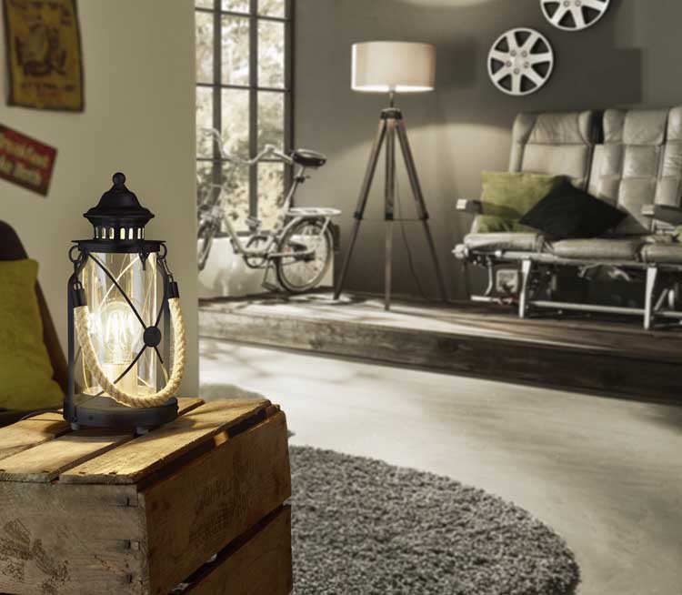 Eglo BRADFORD - Lampe de table - E27 - 1X60W - Noir