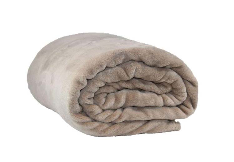 Couverture microfibre taupe grand luxe 100% polyester 150 x 200 cm