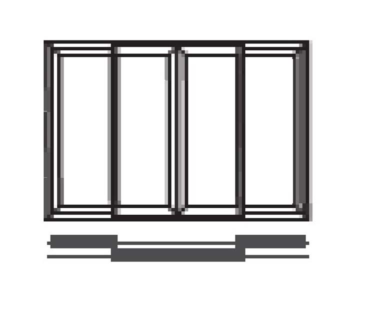 Fenêtre coulissant Belio alu anthra - 4 vantaux / 2 rails sur mesure