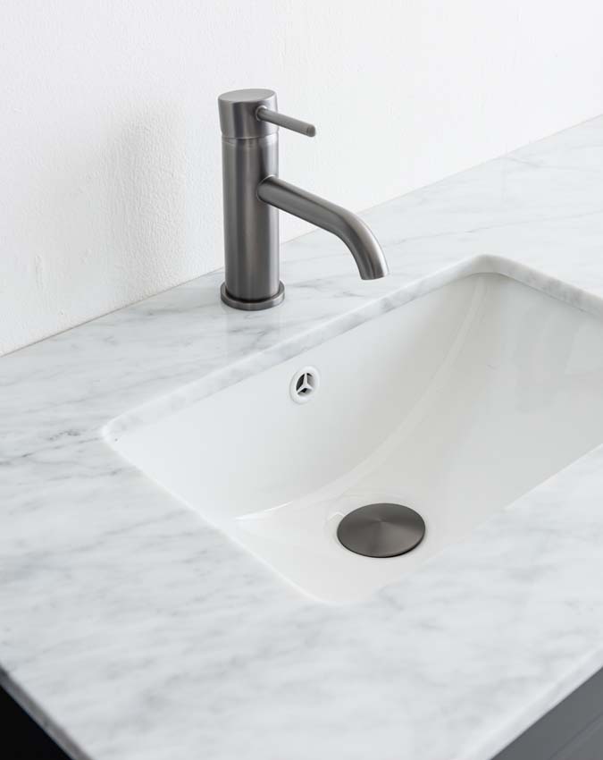 Meuble de salle de bain Fara anthracite 1400 mm double lavabo Carrara