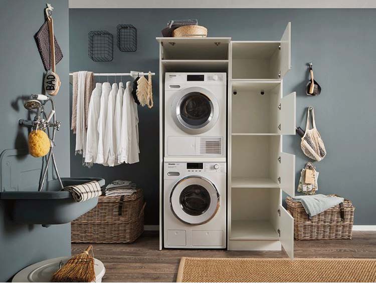 Armoires de machine à laver - Decowash - blanc - set 1 67,5X117,5X200