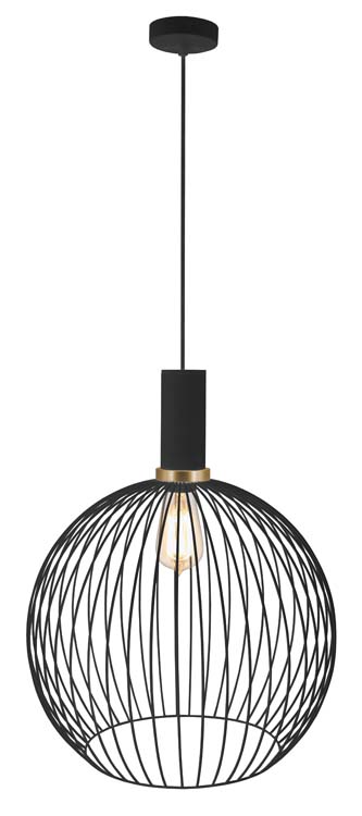 Hanglamp zwart/goud 45xh55cm E27 + 3m kabel