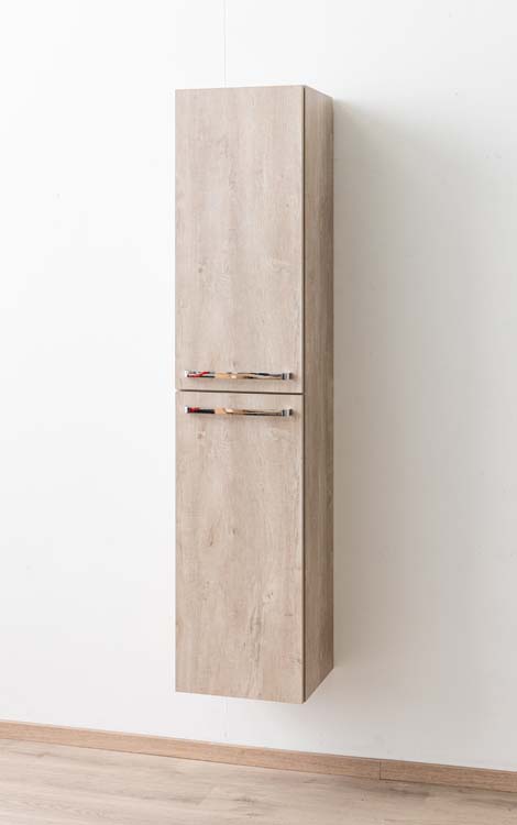 Armoire colonne Plato asp chêne béton 40 x 34,6 x 180 cm 2 portes poign chrome
