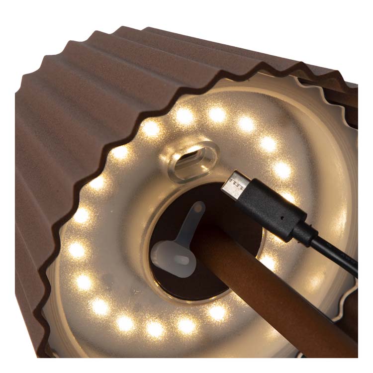 Lucide JUSTINE - Tafellamp Buiten - LED Dimb. - 1x2W 2700K - IP54 - 3 StepDim - Roest bruin
