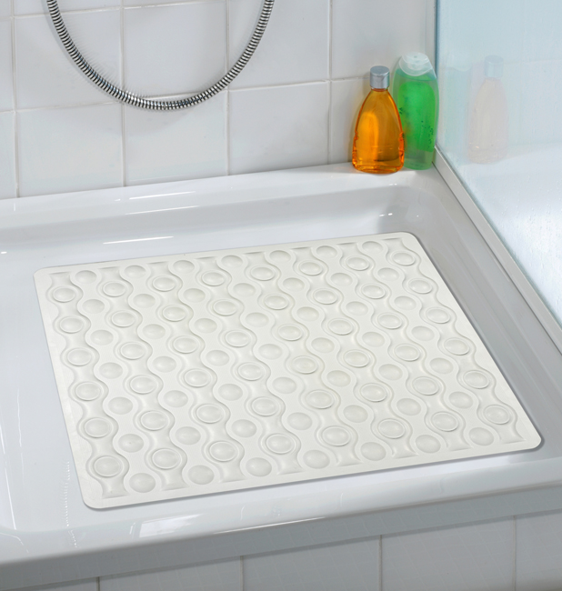 Tapis de bain antidérapant Wenko rocha blanc 54x52 cm