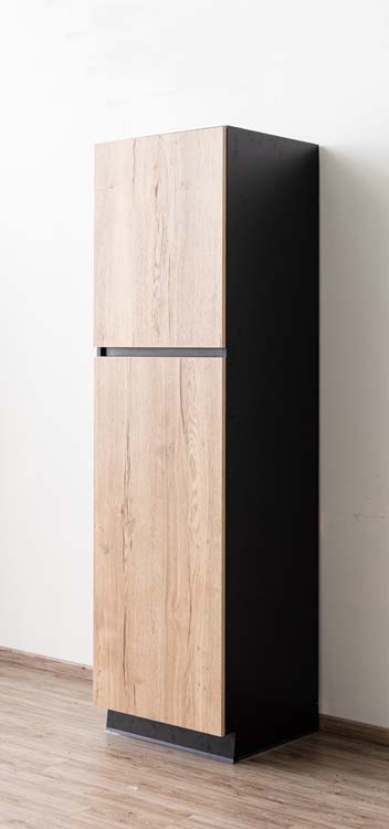 Armoire de cuisine Plenti pour réfrigérateur noir- look chêne