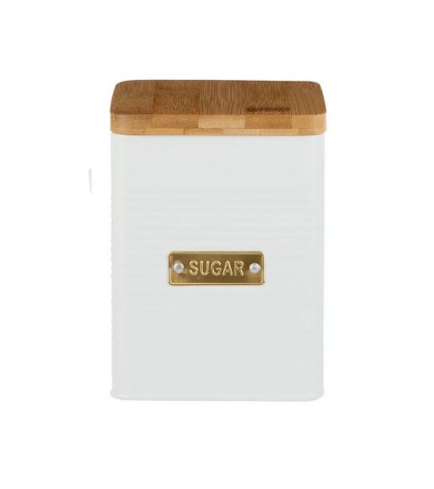 Boîte à sucre métal blanc 9,5 x 14 cm
