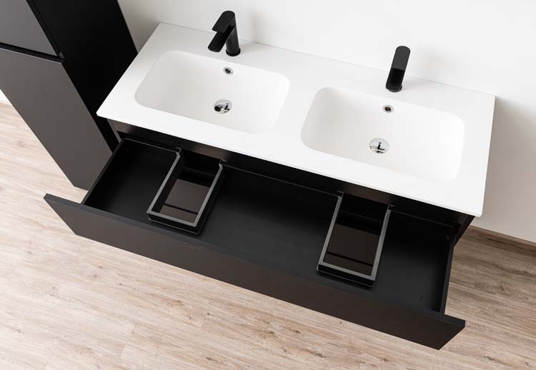 Meuble de salle de bain Puro debout noir mat 1200 mm