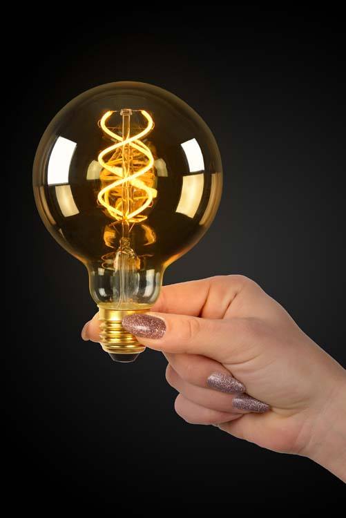 Lucide LED Bulb - Filament lamp - Ø 9,5 cm - Dimb - E27 - 1x5W - Amber