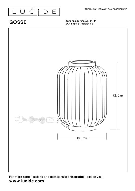 Tafellamp - Ø 19,7 cm - 1xE14 - Wit