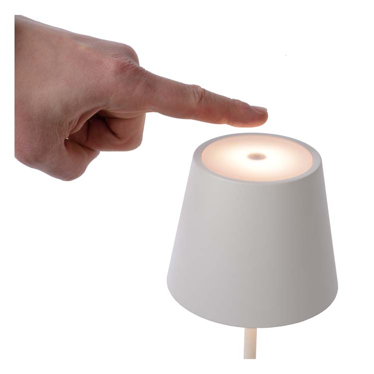 Lucide JUSTIN - Lampe de table Extérieur - Ø 11 cm - LED Dim. - 1x2,2W 3000K - IP54 - 3 StepDim - Blanc