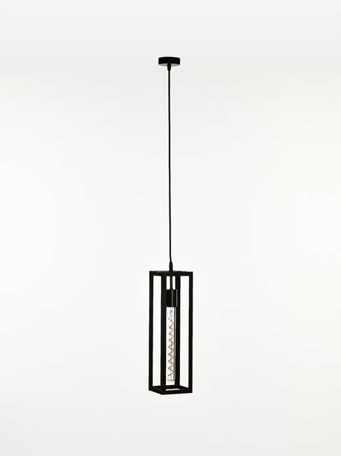 Hanglamp - Rechthoek - H 43cm - Zwart - E27