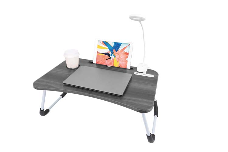 Laptoptafel opvouwbaar zwart met USB poorten 60x40x27 cm