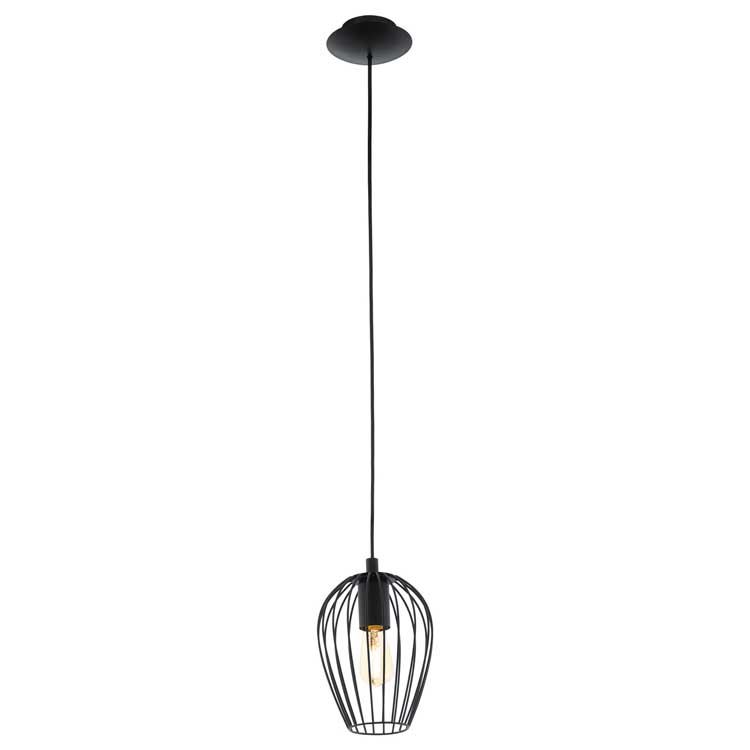 Hanglamp E27 - Max. 60W - Staal/zwart