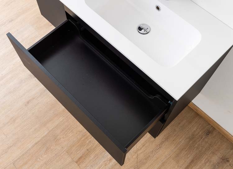 Meuble salle de bain Puro noir mat 800mm lavabo brillant