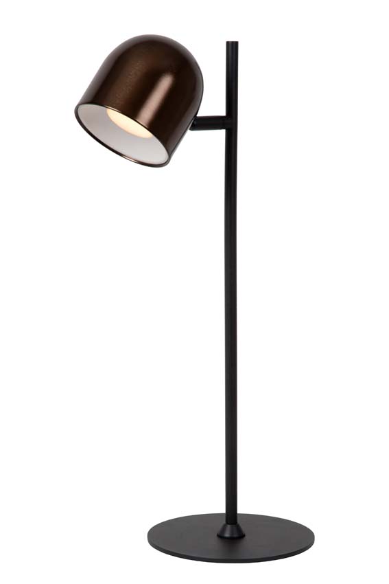 Lucide SKANSKA RECH - Oplaadbare Bureaulamp Binnen/Buiten - Accu/Batterij - LED Dimb. - CCT - 1x3W 3000K/6000K - IP44 - Koffie