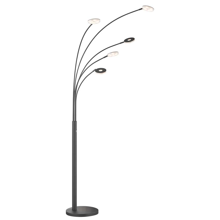 Lampadaire 5 bras - hauteur 225 cm - 4100 lumen - noir