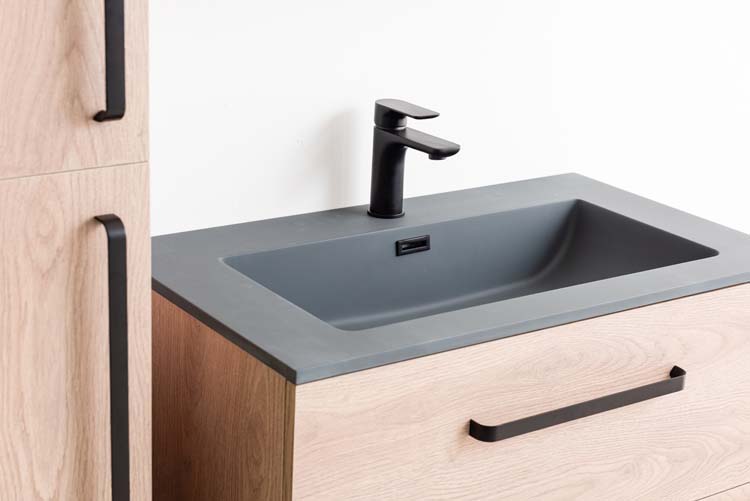 Meuble salle de bain Chêne Bison 800 mm lavabo ciment