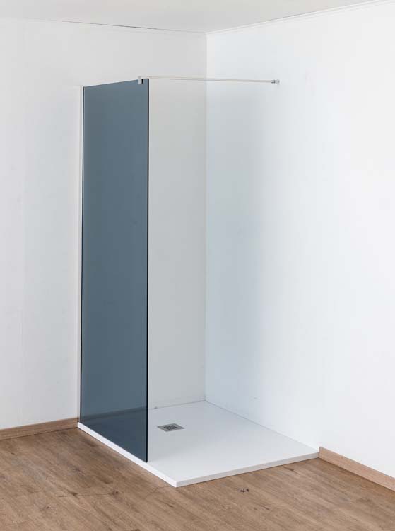 Douche de plain-pied Anais 107 x 200 cm verre gris - chrome