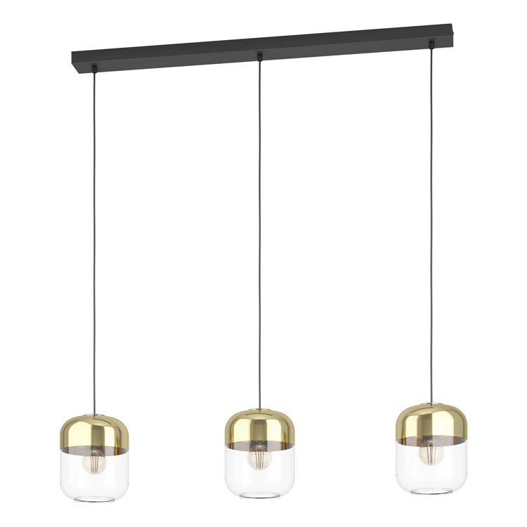 Hanglamp Mary 3xE27 40W goud/klaar glas