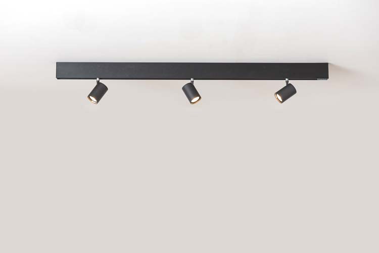 Railverlichting design Béa zwart set 1,2m 3 spots GU10 3x5W