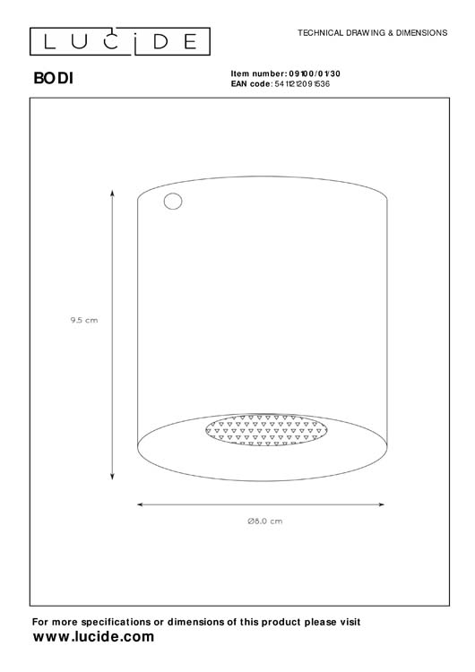 BODI - Plafondspot - Ø 8 cm - 1xGU10 - Zwart