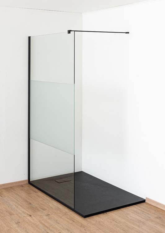 Douche de plain-pied Anais 117 x 200 cm verre acidifié - noir