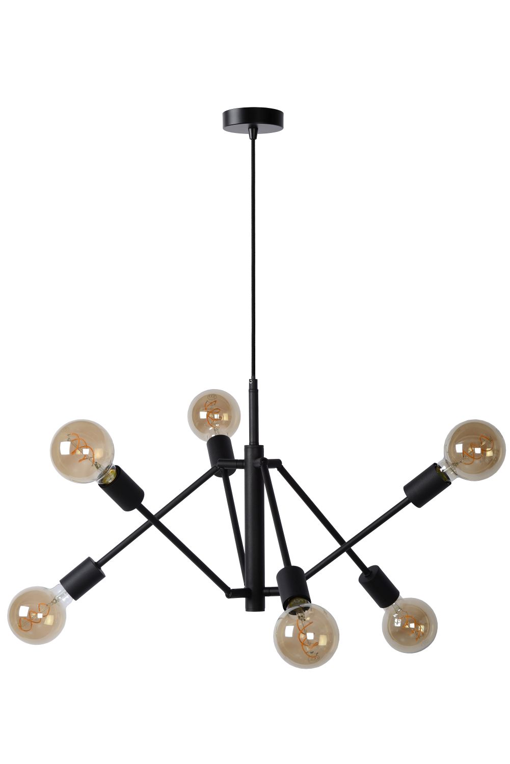 LESTER Hanglamp 6x E27/40W Zwart
